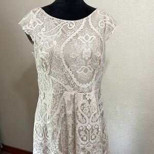 Liz Claiborne Elegant Lace Dress in Cream